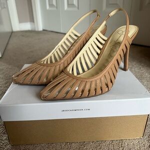 Jessica Simpson Beige Slingback Heels